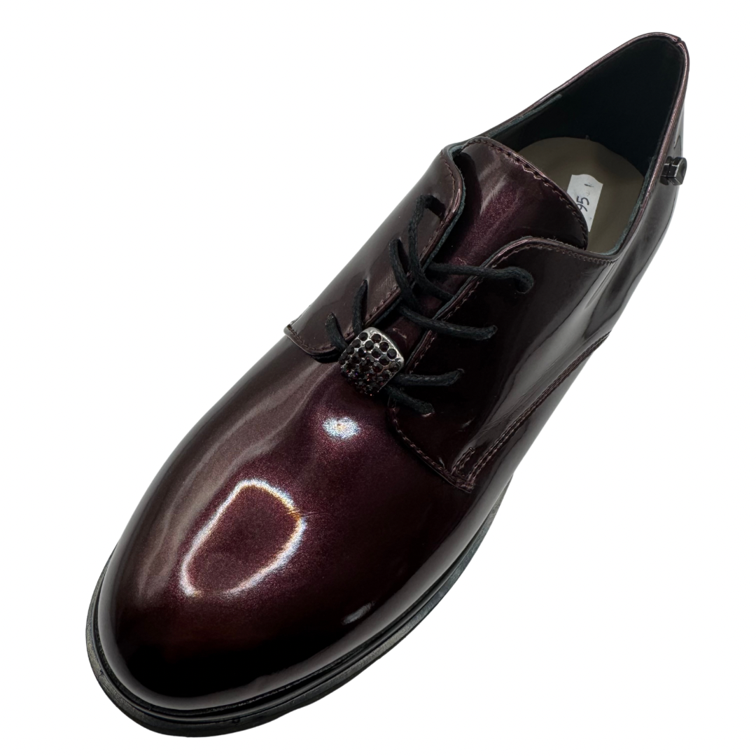 Donna Serena Burgundy Patent Leather Brogues