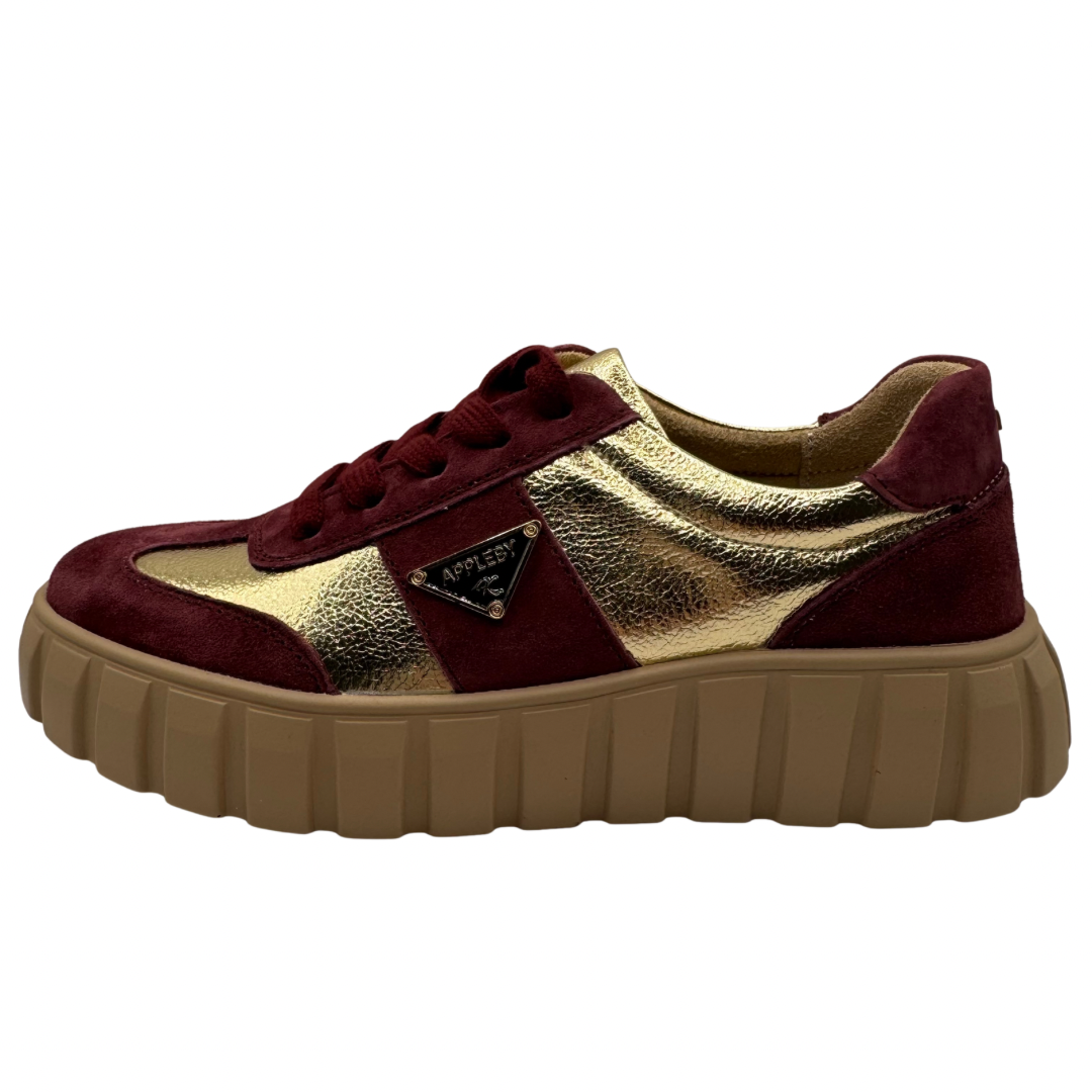 Kate Appleby Burgundy &amp; Gold Trainers