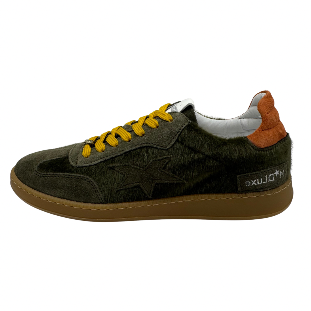 Meline Green Trainers with Mustard Detail