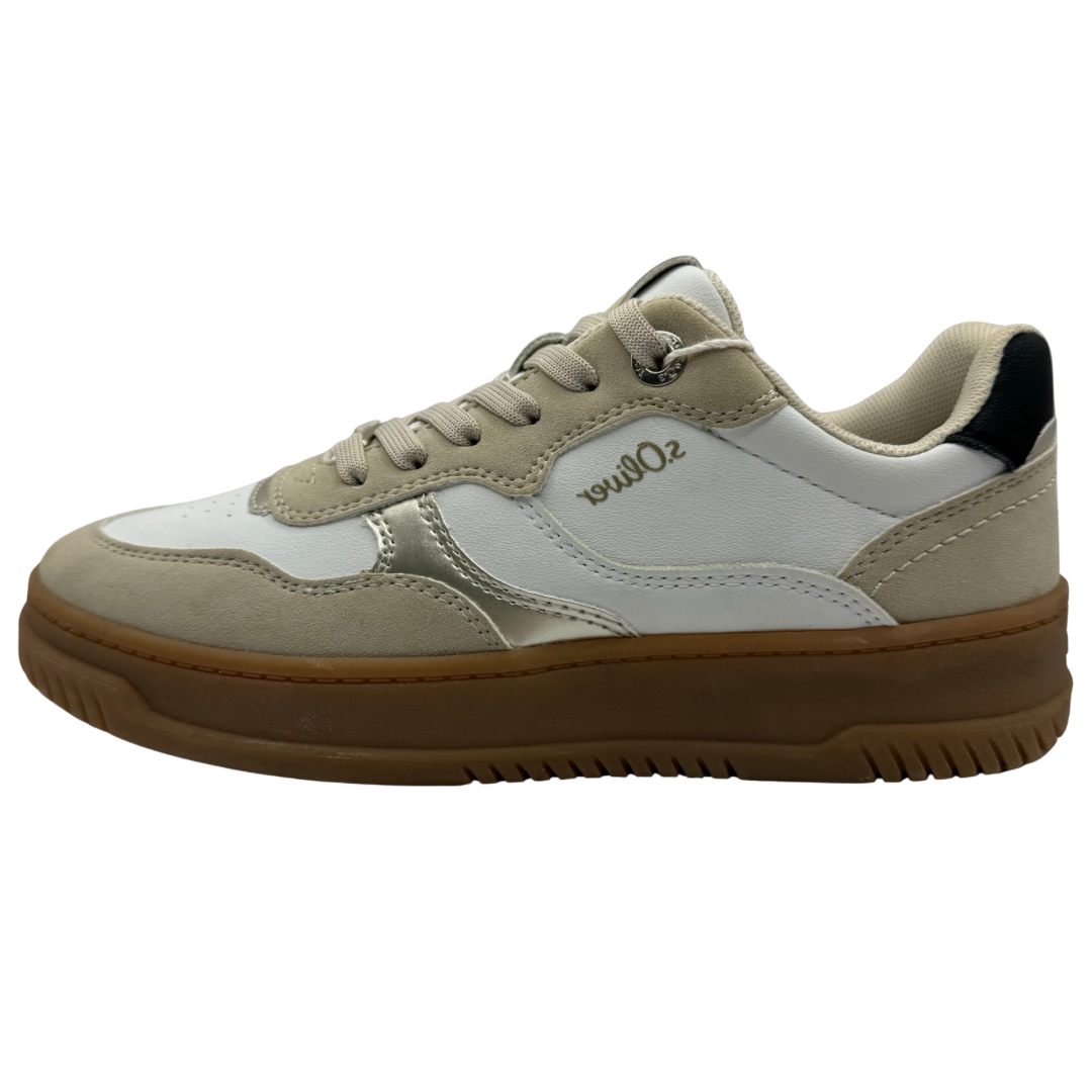 S Oliver White &amp; Beige Trainers