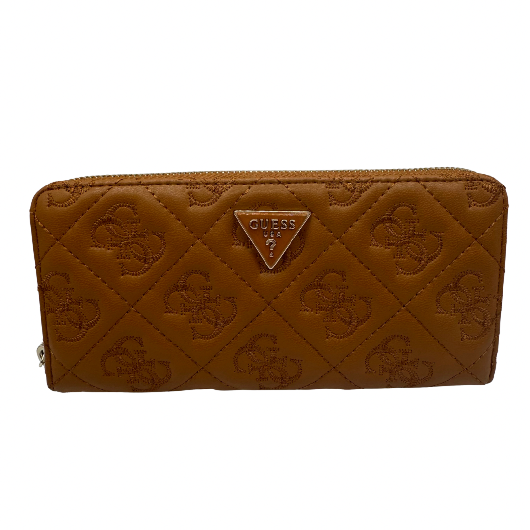 Guess Cognac Large Purse with Embossed Design