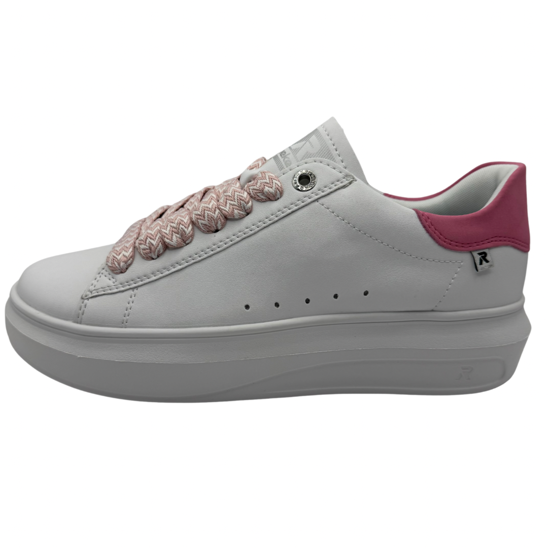 Rieker White Trainers with Pink Detail