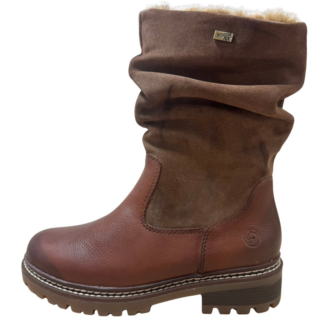 Remonte Brown Boots with Ruche Detail
