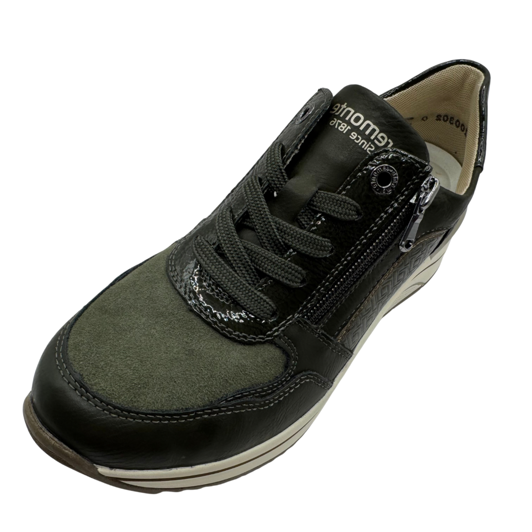 Remonte Green Wedge Trainers with Side Zip