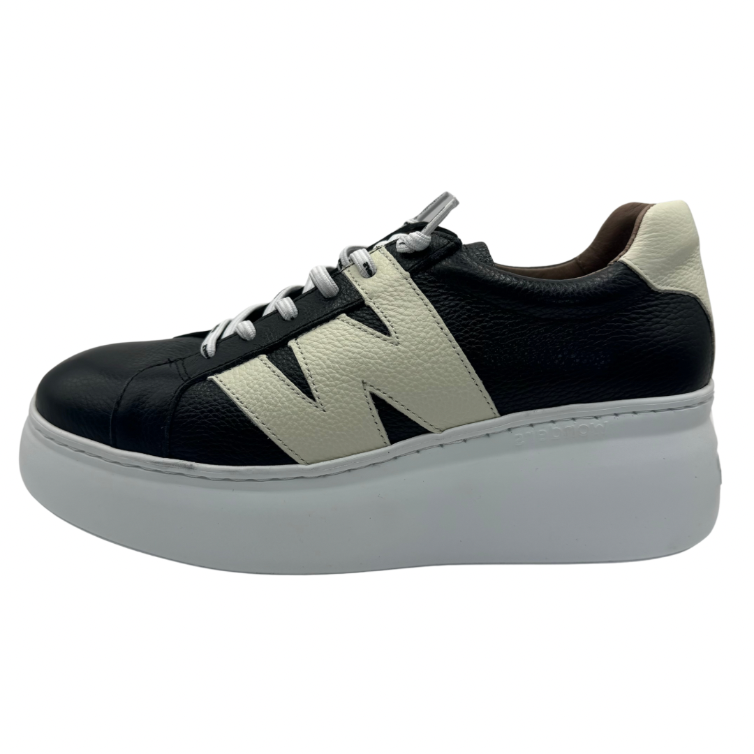 Wonders Black &amp; Beige Platform Trainers