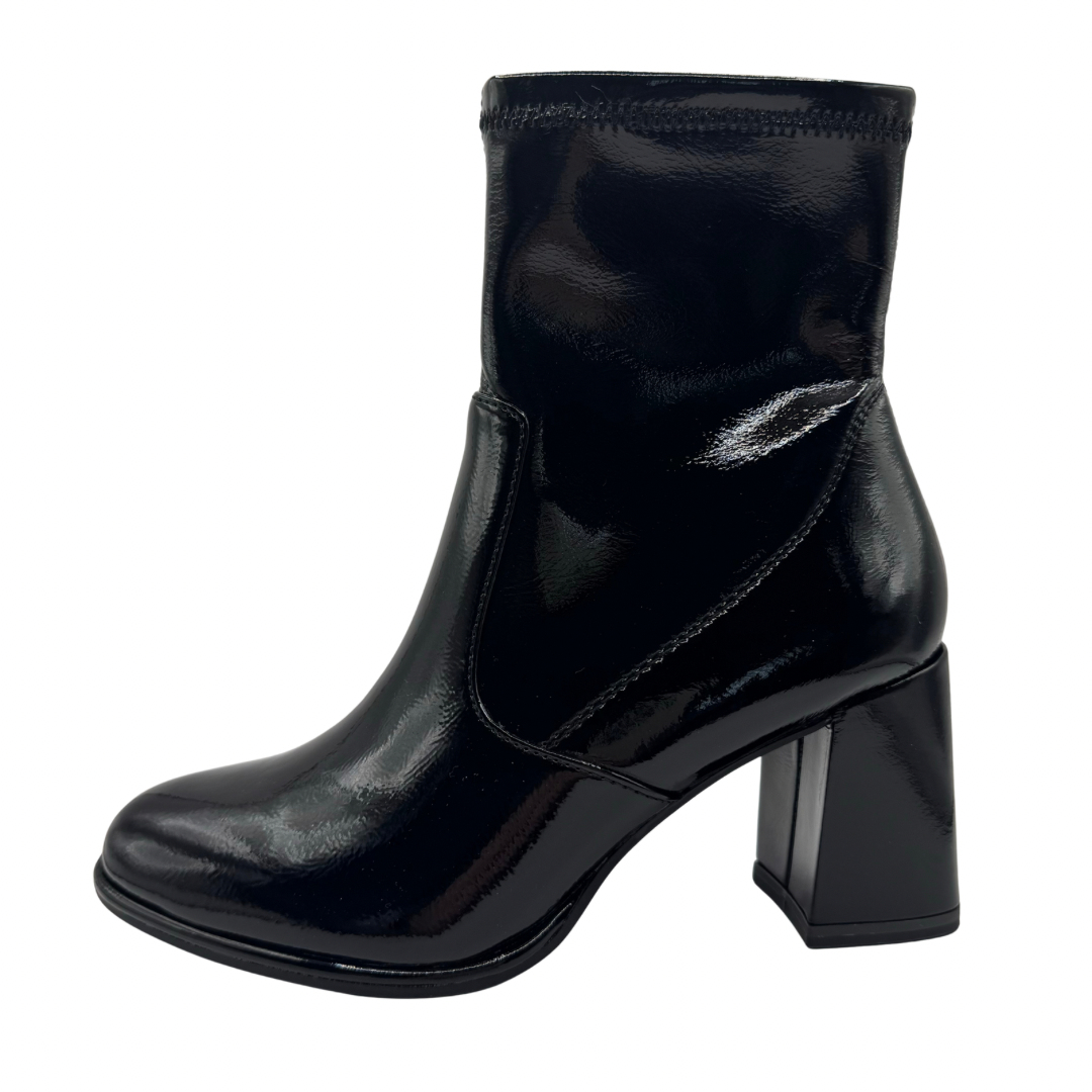 Tamaris Black Patent Boots with Tall Heel