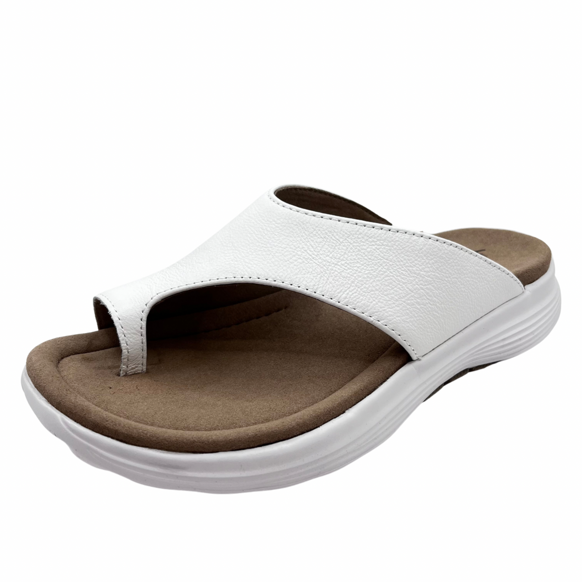 Rolling Soft White Leather Sandal With Toe Point