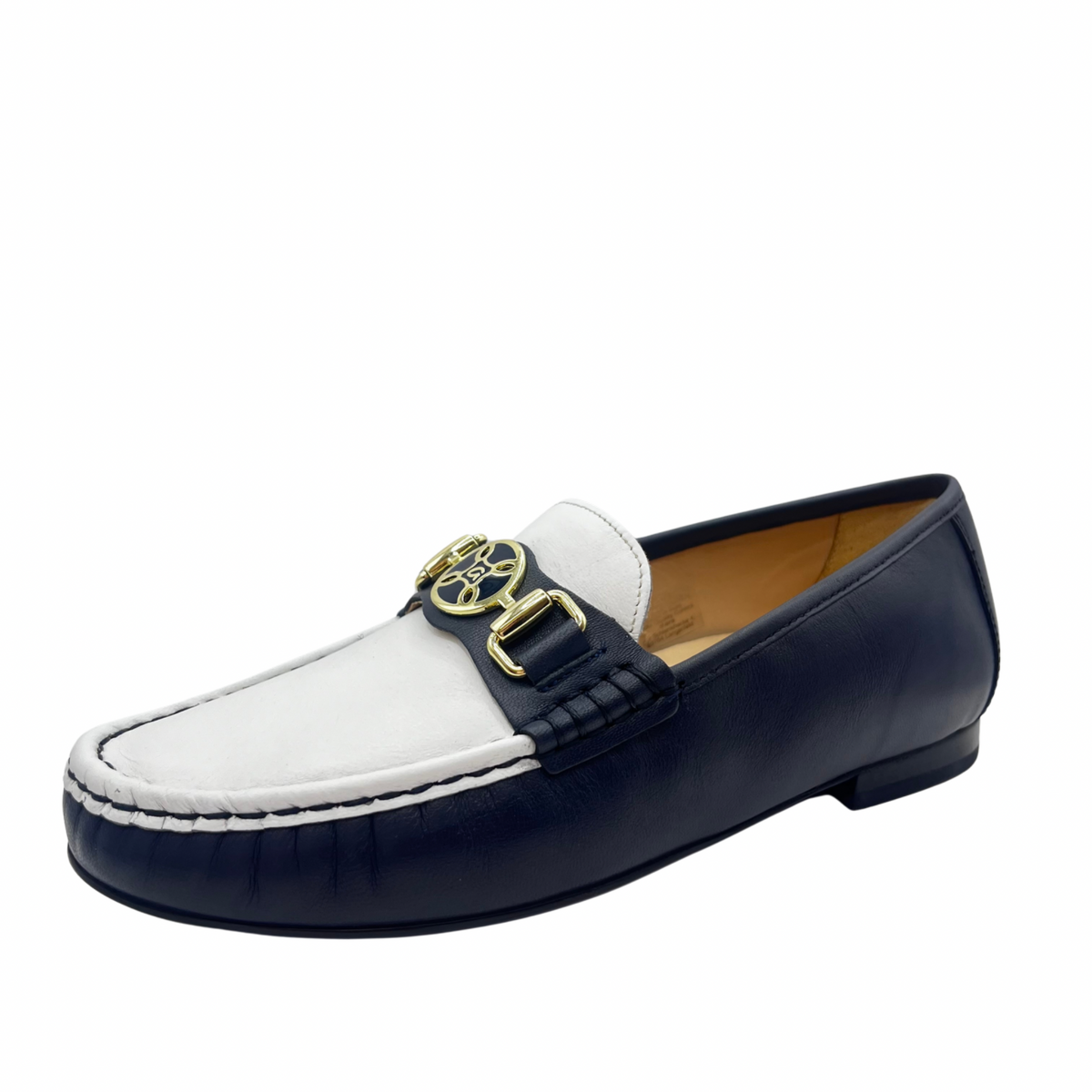 Ara White and Navy Leather Loafer