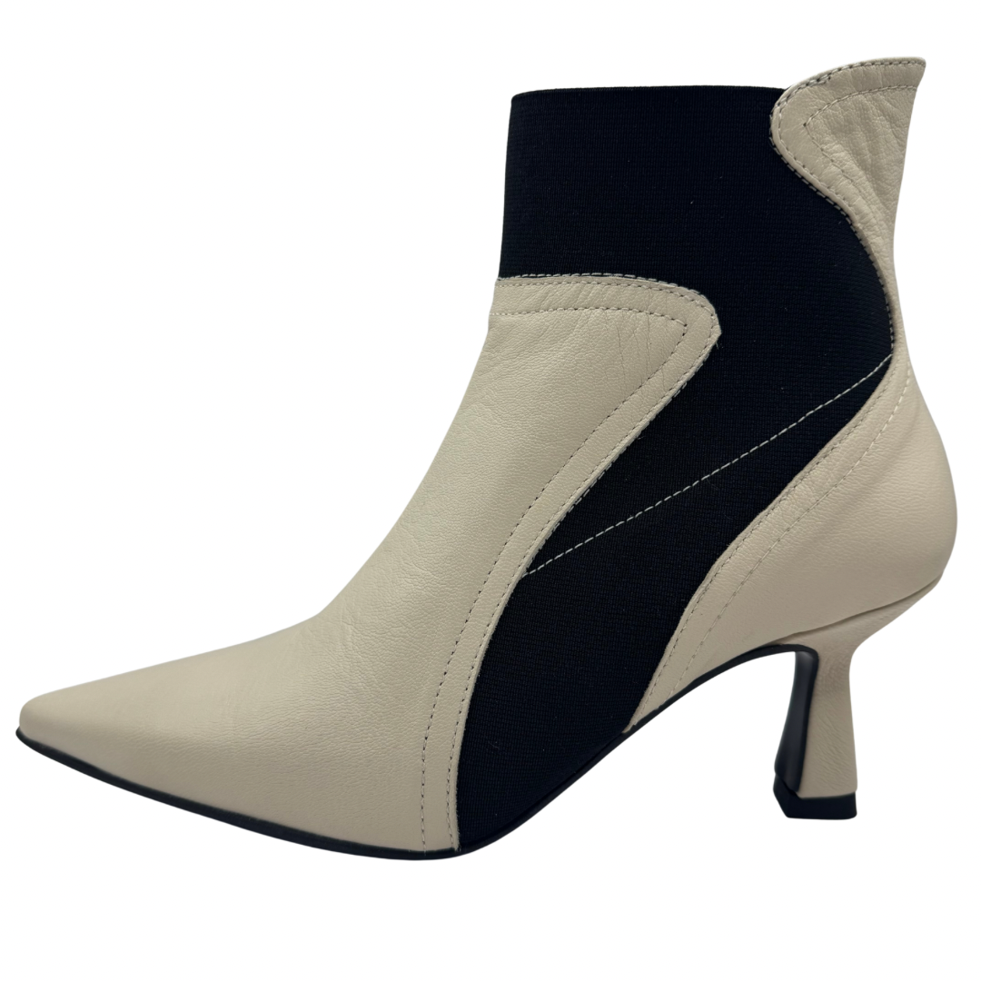 Marian Cream &amp; Black Pointed Heeled Boots