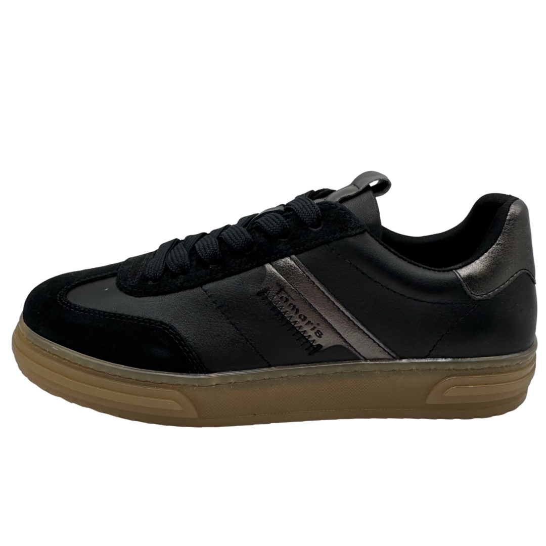 Tamaris Black Trainers with Suede Detail