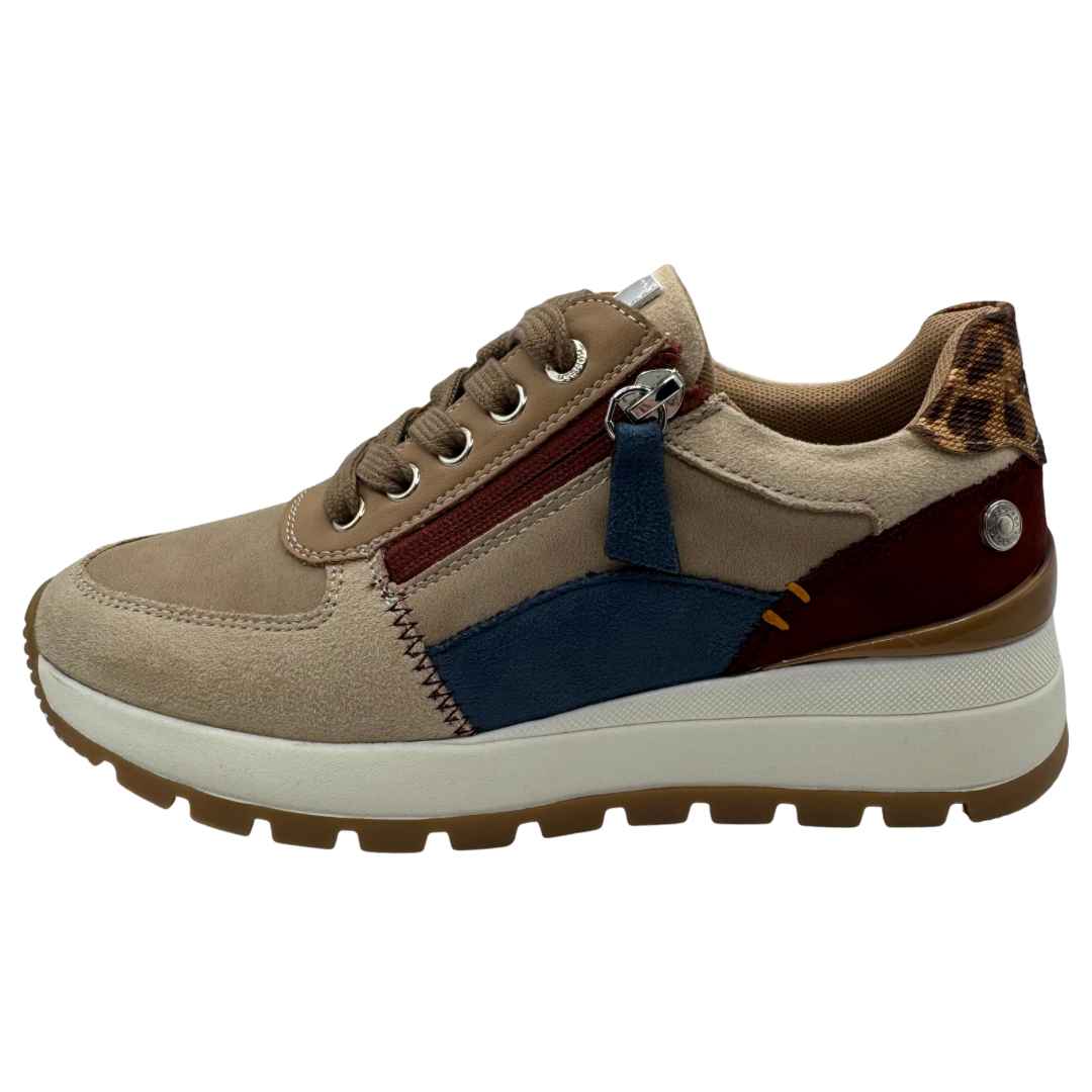 Refresh Beige, Blue &amp; Leopard Print Trainers