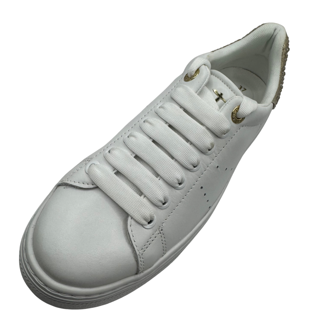 Tamaris White Platform Trainers with Champagne Detail
