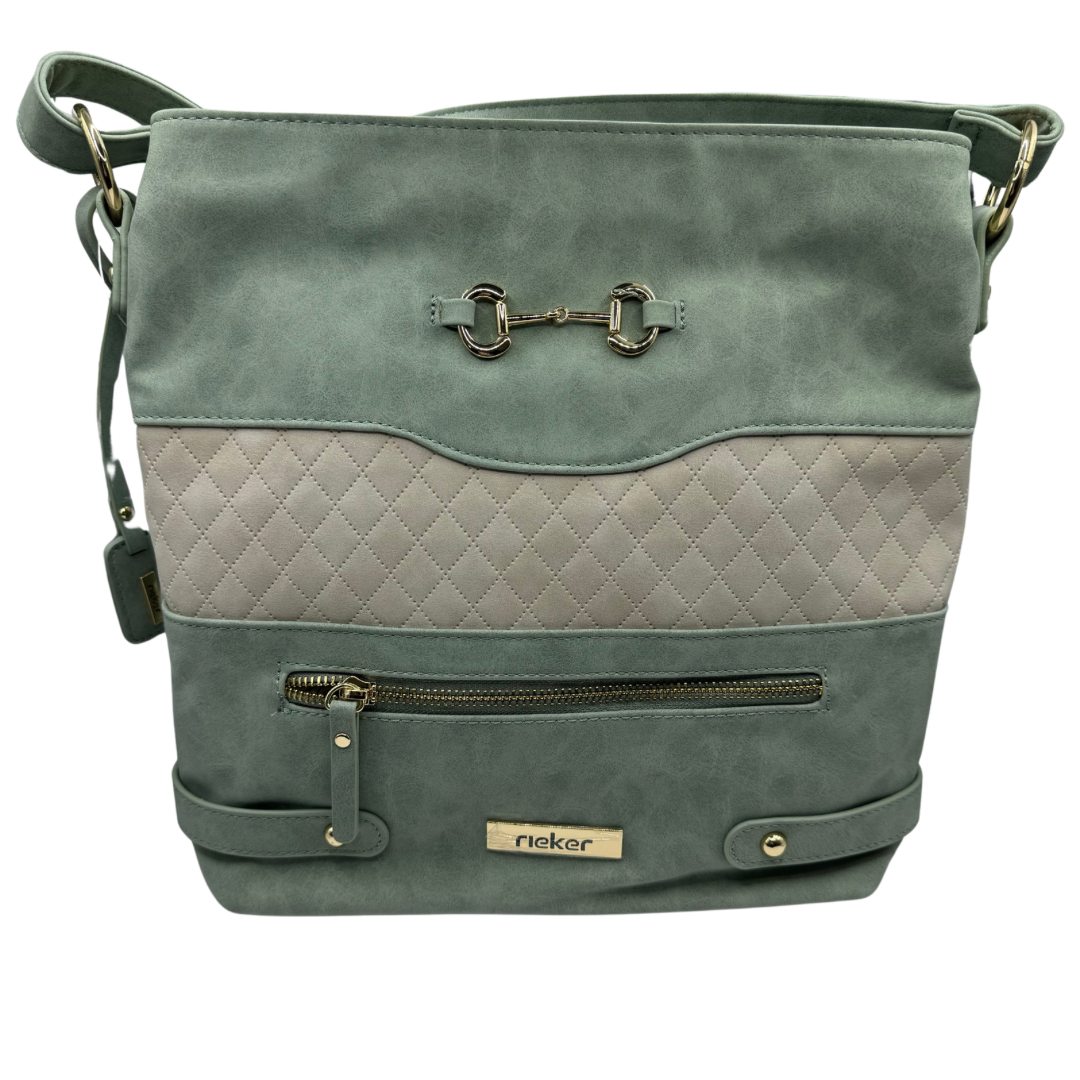 Rieker Green Crossbody Bag with Taupe Detail