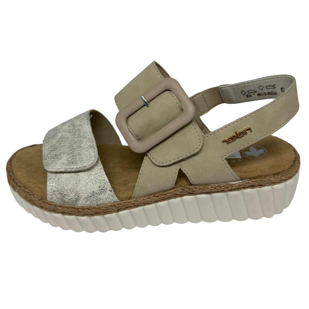 Rieker Taupe Wedged Sandals