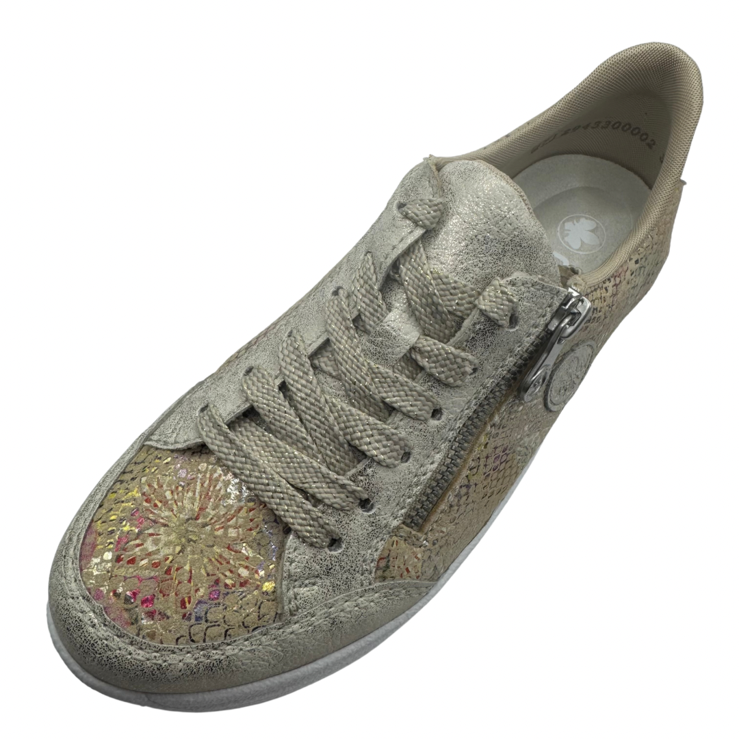 Rieker Gold, Pink &amp; Orange Metallic Trainers