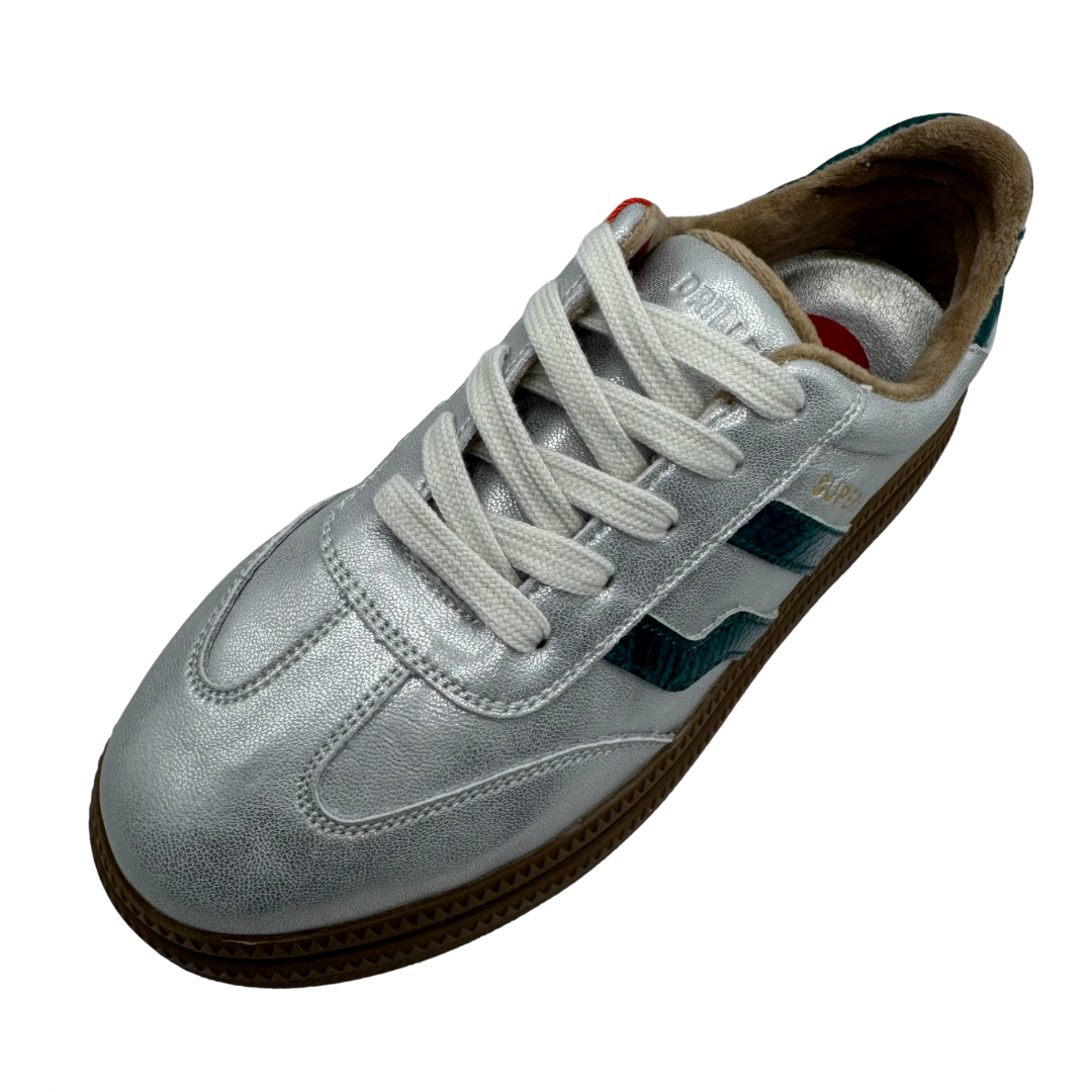 Drilleys Silver &amp; Green Platform Trainers