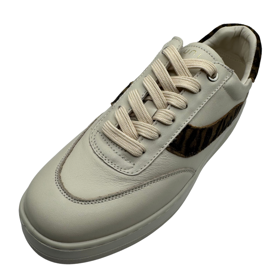 Unisa Ivory &amp; Leopard Print Trainers