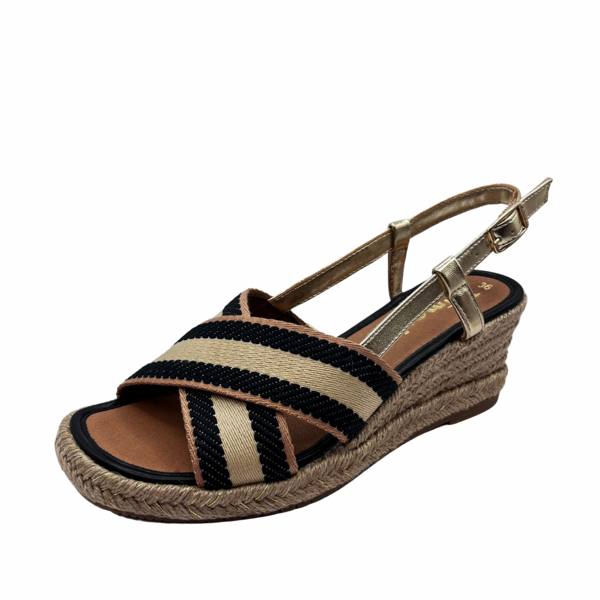 Tamaris Woven and Stripe Design Wedge Sandal