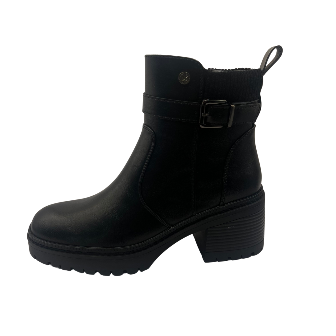 XTI Black Wedge Heeled Boot