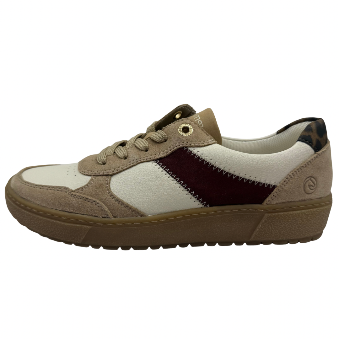 Remonte Cream, Beige &amp; Burgundy Trainers