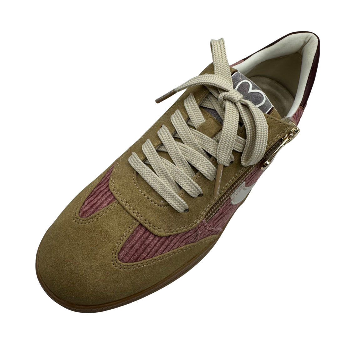 Marco Tozzi Pink Corduroy Trainers with Side Zip
