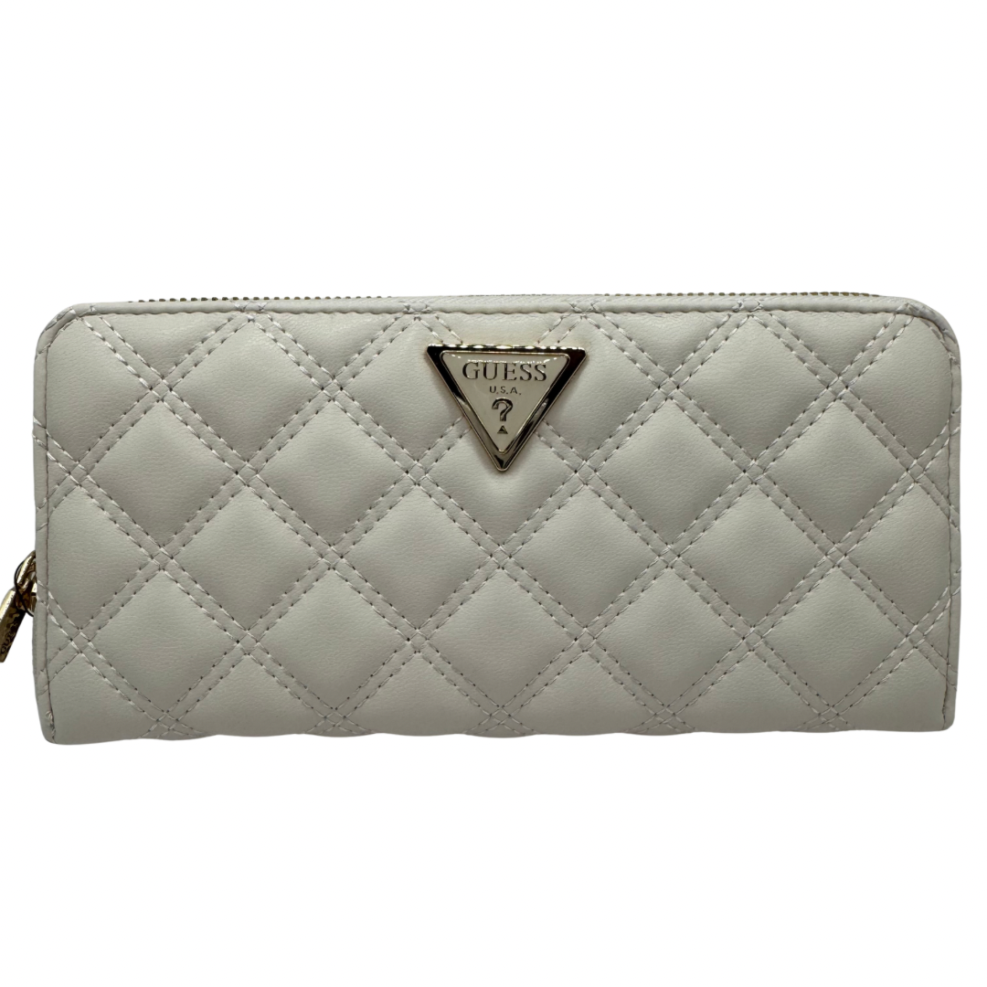 Guess Off White Double Diamond Quilted Large Purse