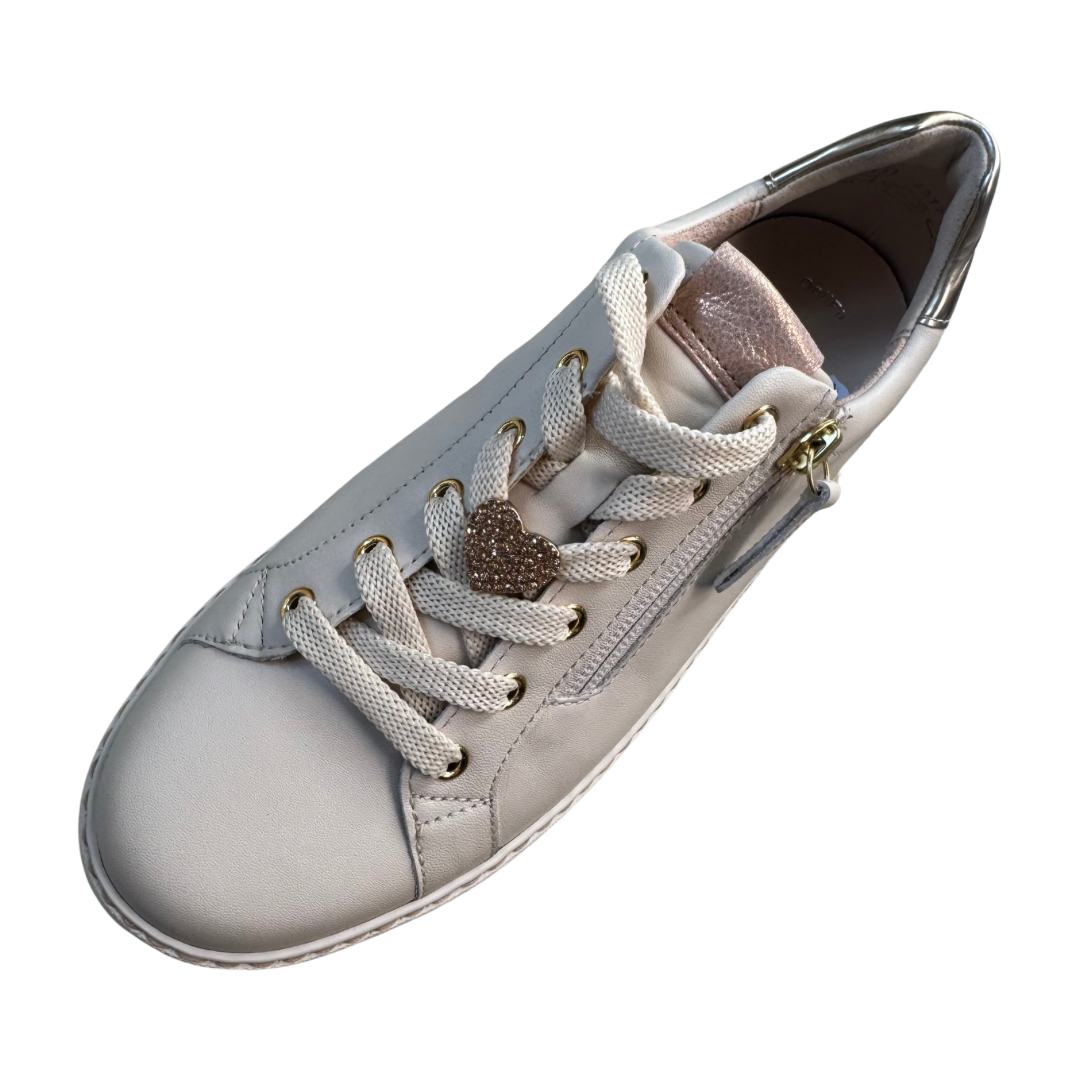 Gabor Ivory Trainers with Heart Jewel