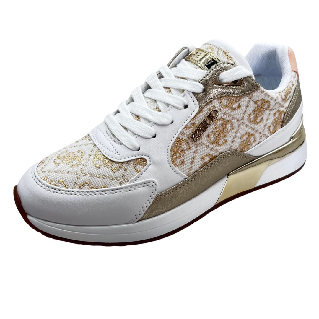 Guess White and Gold Trainers