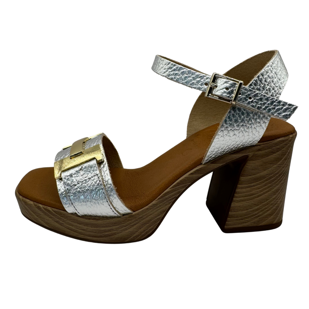 Oh My Sandals Silver Block Heel Sandals