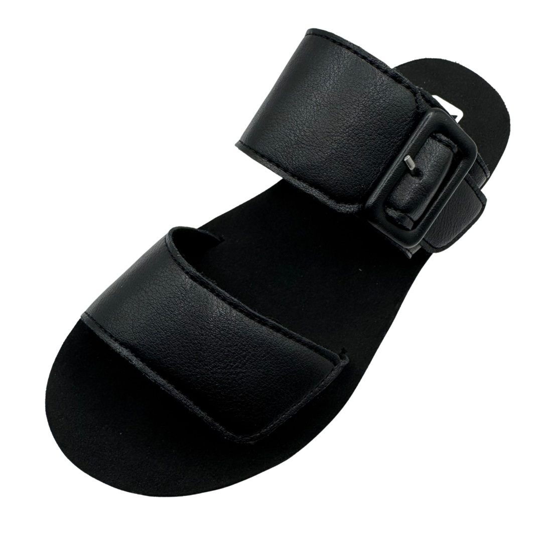 Rieker Black Slip On Sandals with Velcro Straps