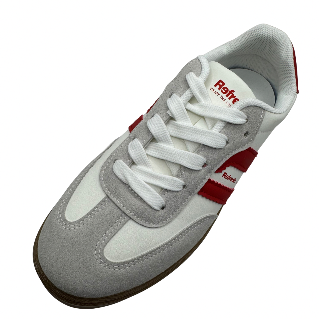 Refresh White Platform Trainers with Red Detail