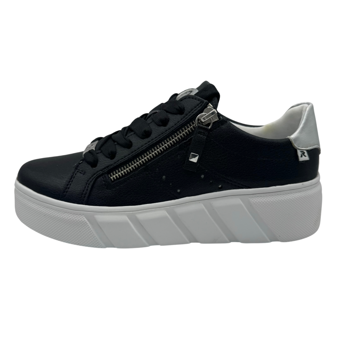 Rieker Black Platform Trainers with Side Zip