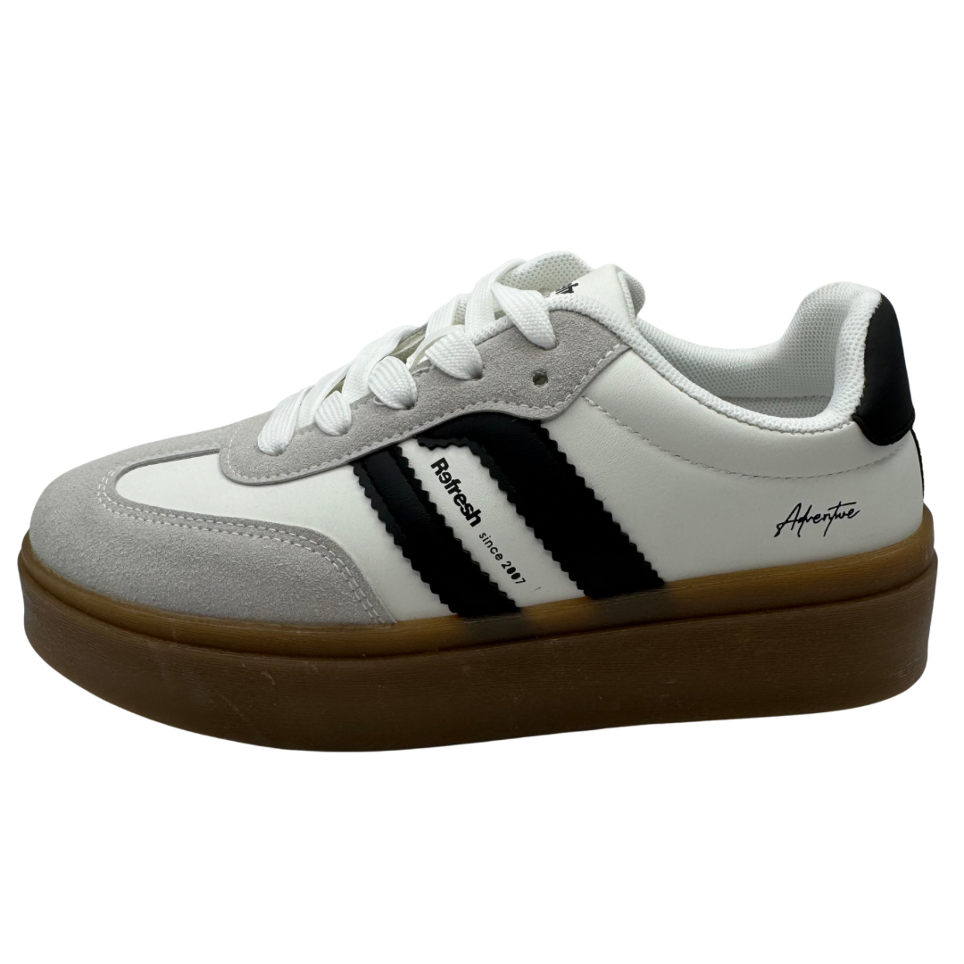 Refresh White Platform Trainers with Black Detail