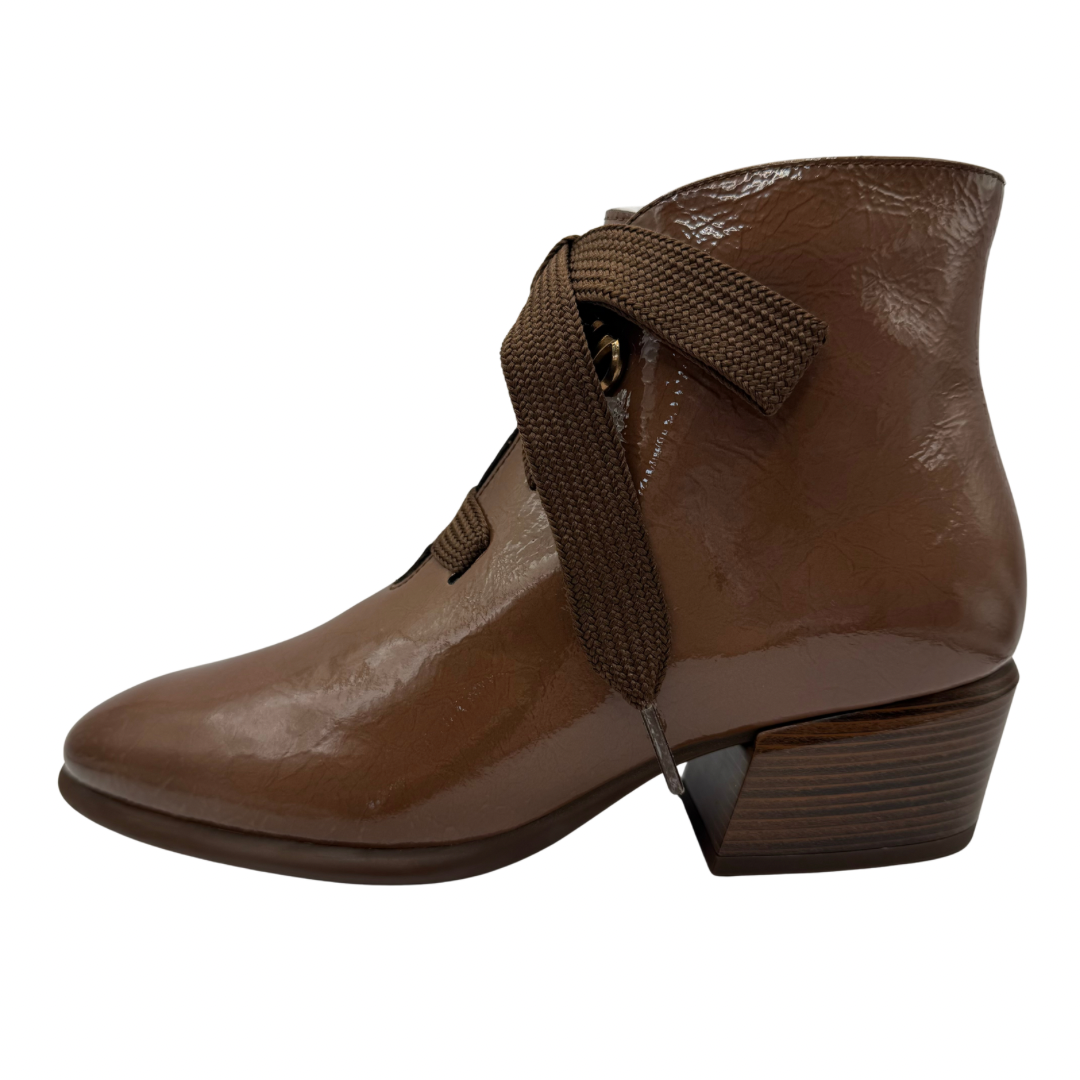 Hispanitas Brown Heeled Boots with Lace Detail