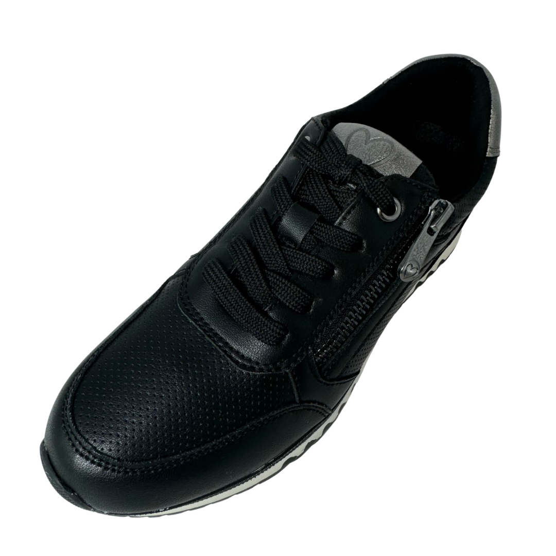 Marco Tozzi Black &amp; Silver Trainers