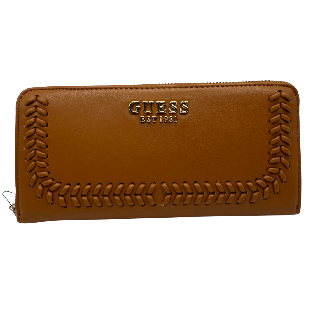Guess Cognac Large Purse with Stitch Detail