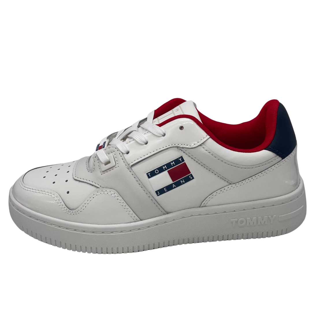 Tommy Jeans White Trainers with Patent Panels
