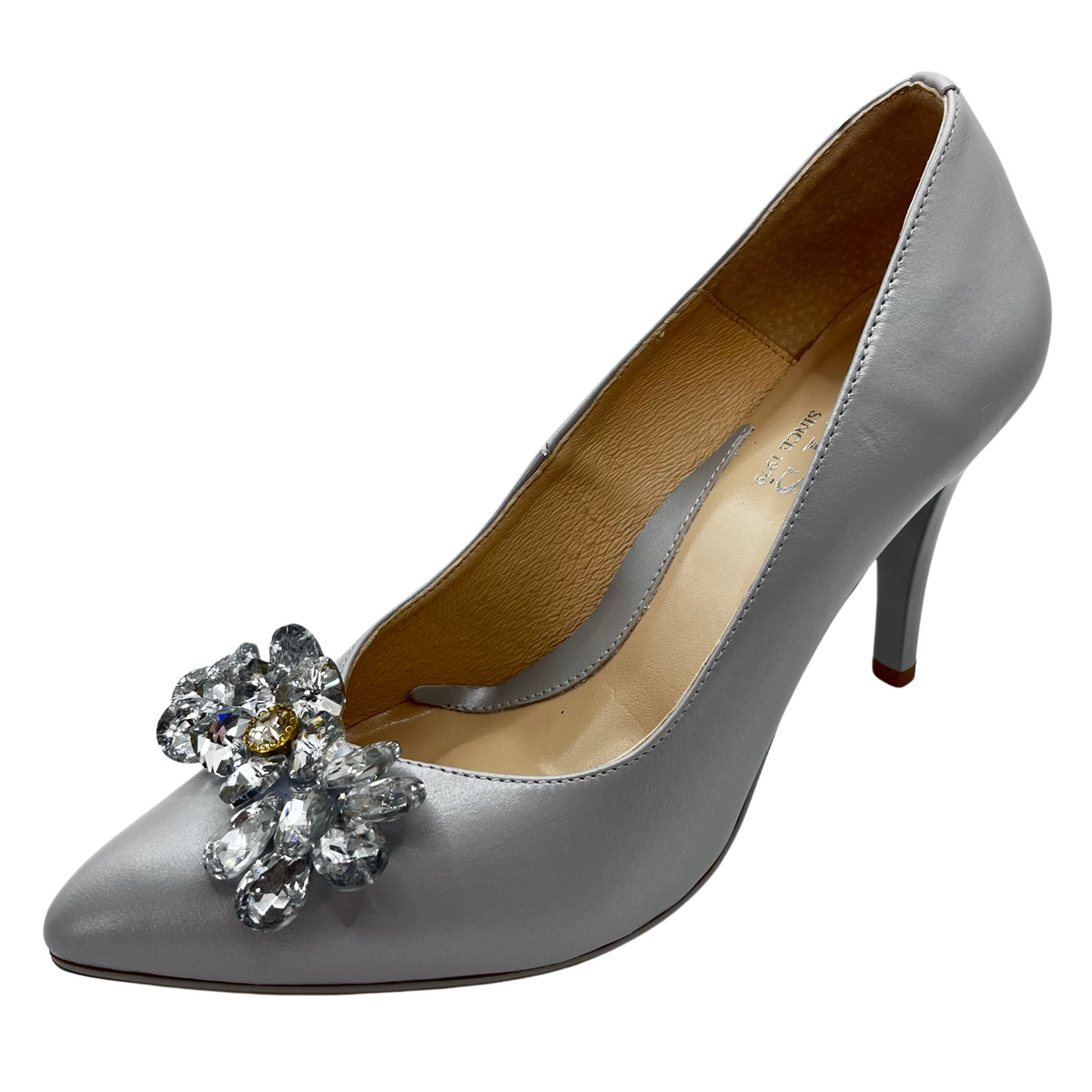 Emis Grey Heel With Large Jewel Design