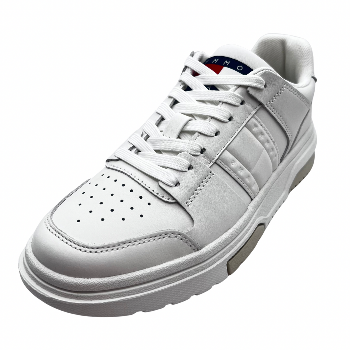 Tommy Jeans White Trainers with Beige Panels and Tommy Logo