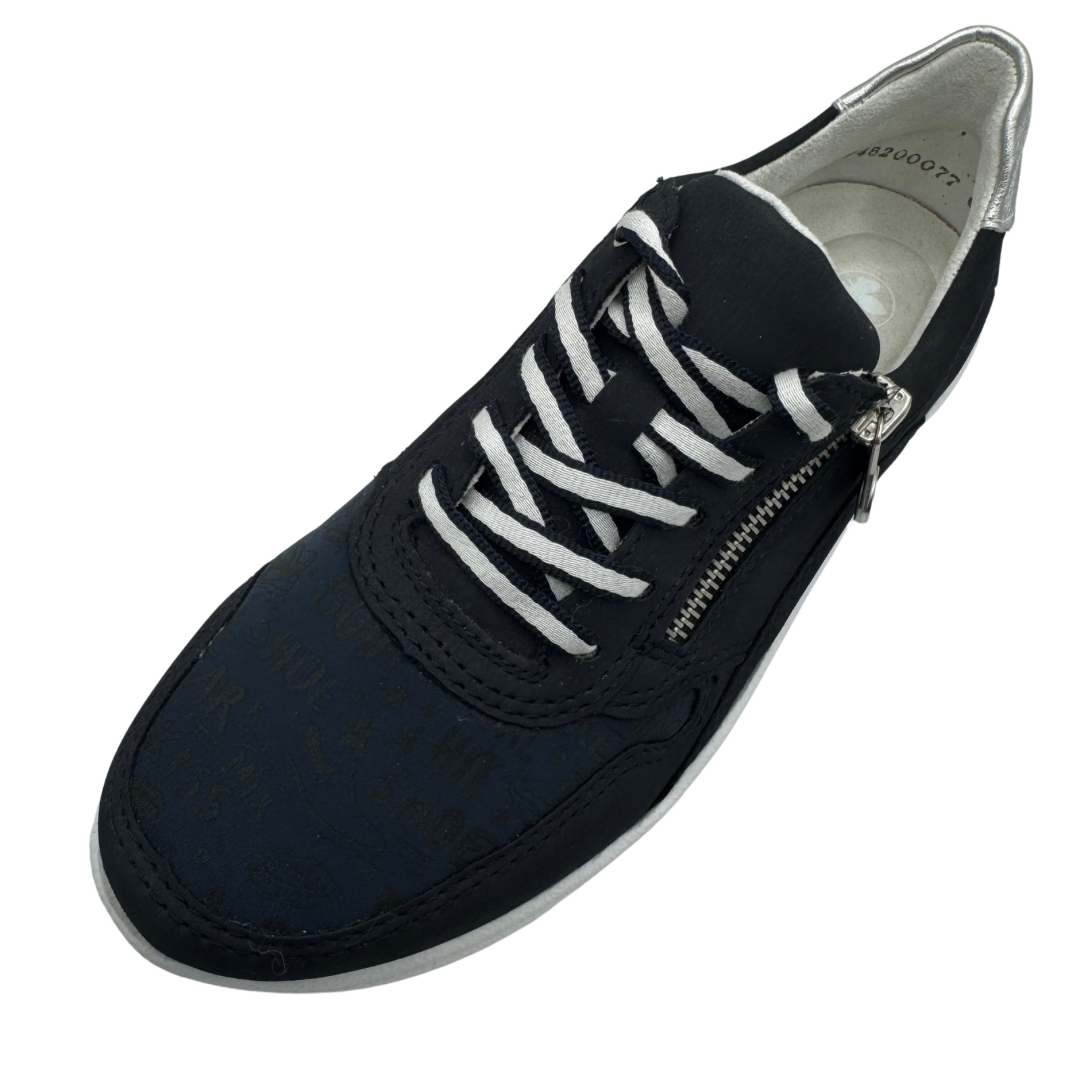 Rieker Navy Wedge Trainers with Side Zip