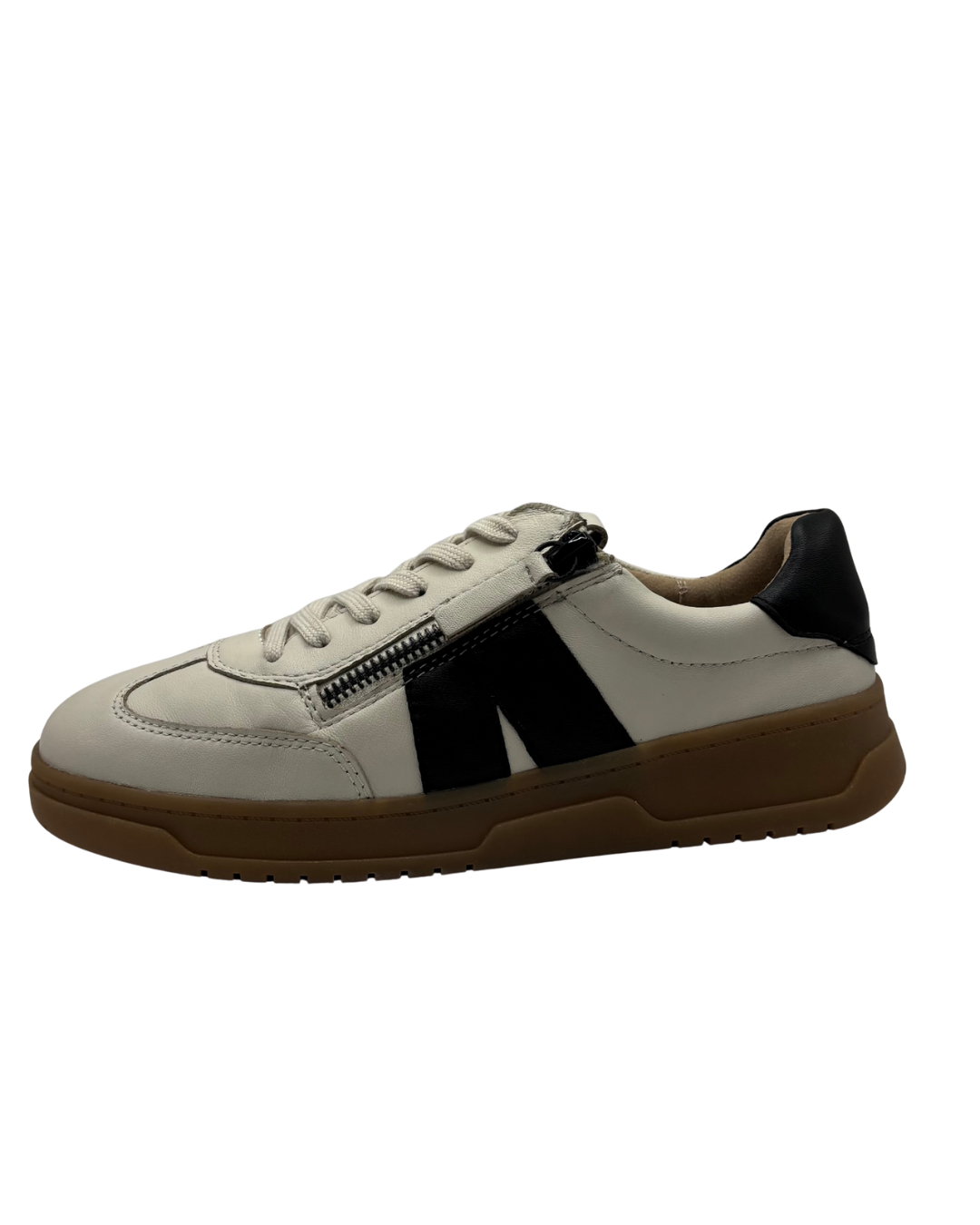 Caprice Off White and Black Platform Trainer