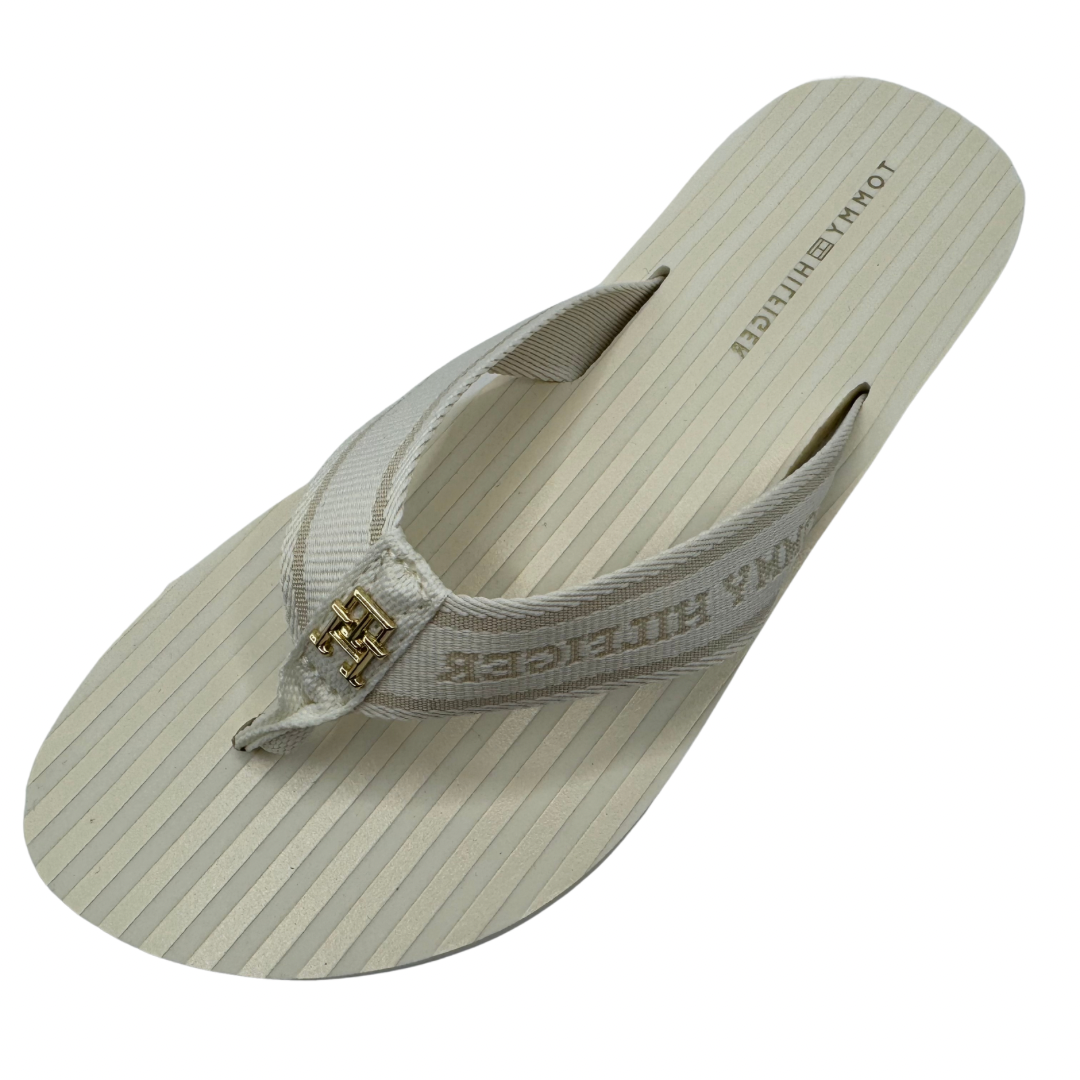 Tommy Hilfiger Ivory Stripe Flip Flops