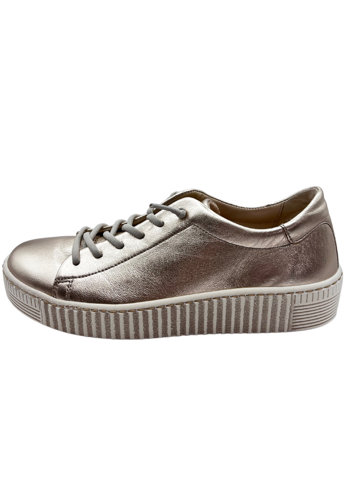 Gabor Gold Leather Trainers with Elastic Laces