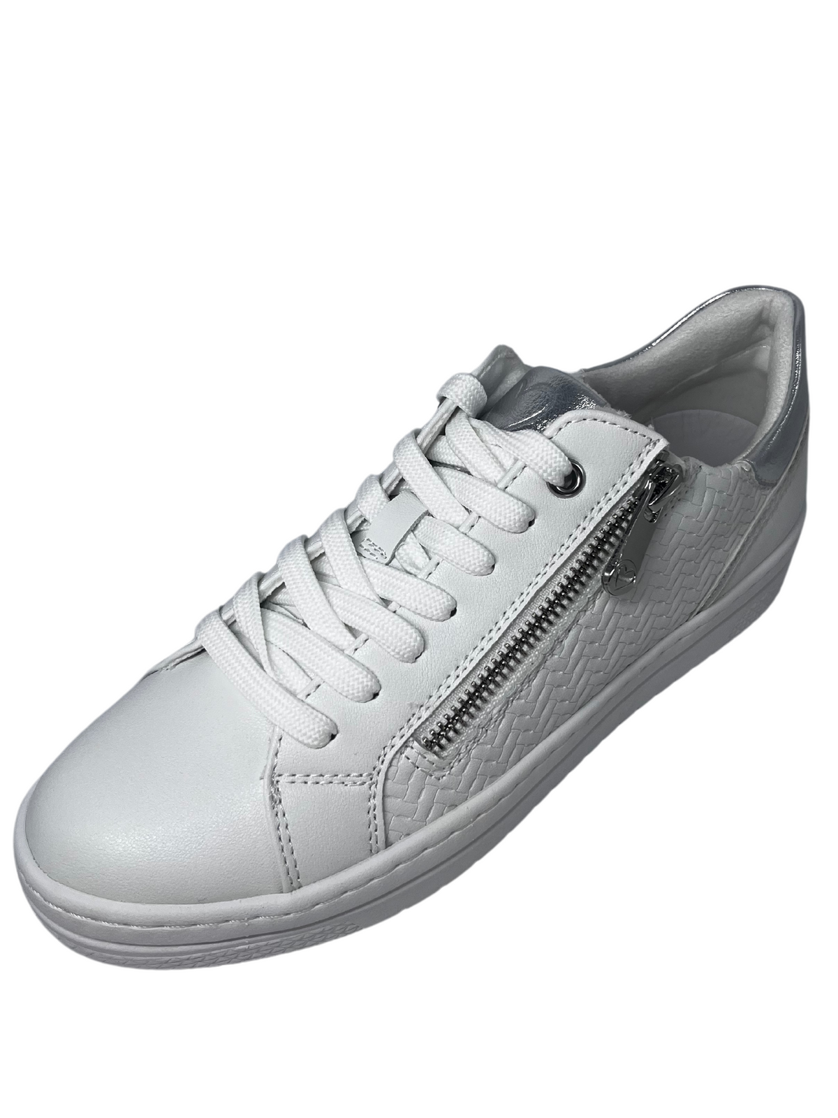 Marco Tozzi White Trainer With Woven Design On side