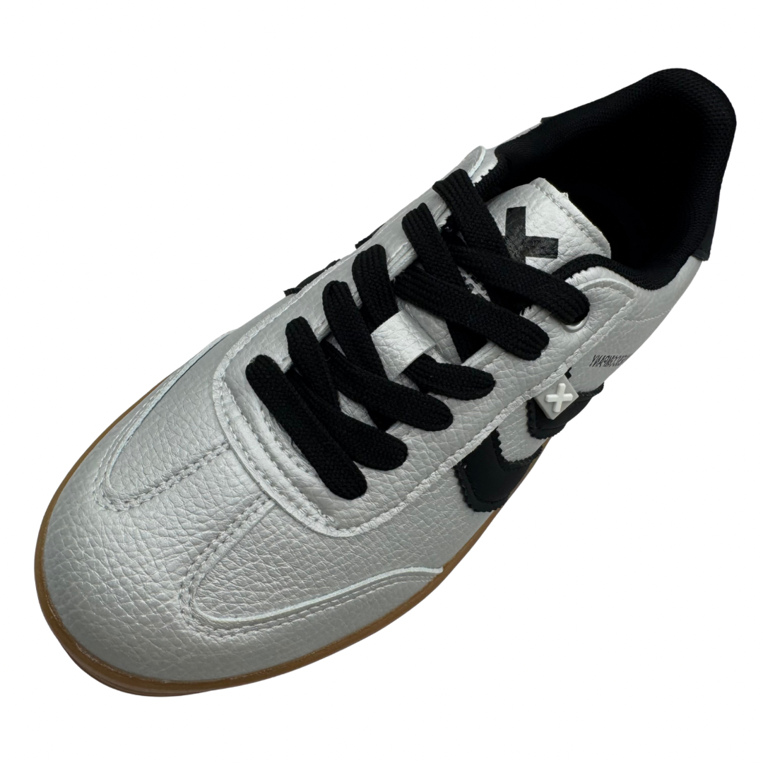 Xti Silver &amp; Black Platform Trainers
