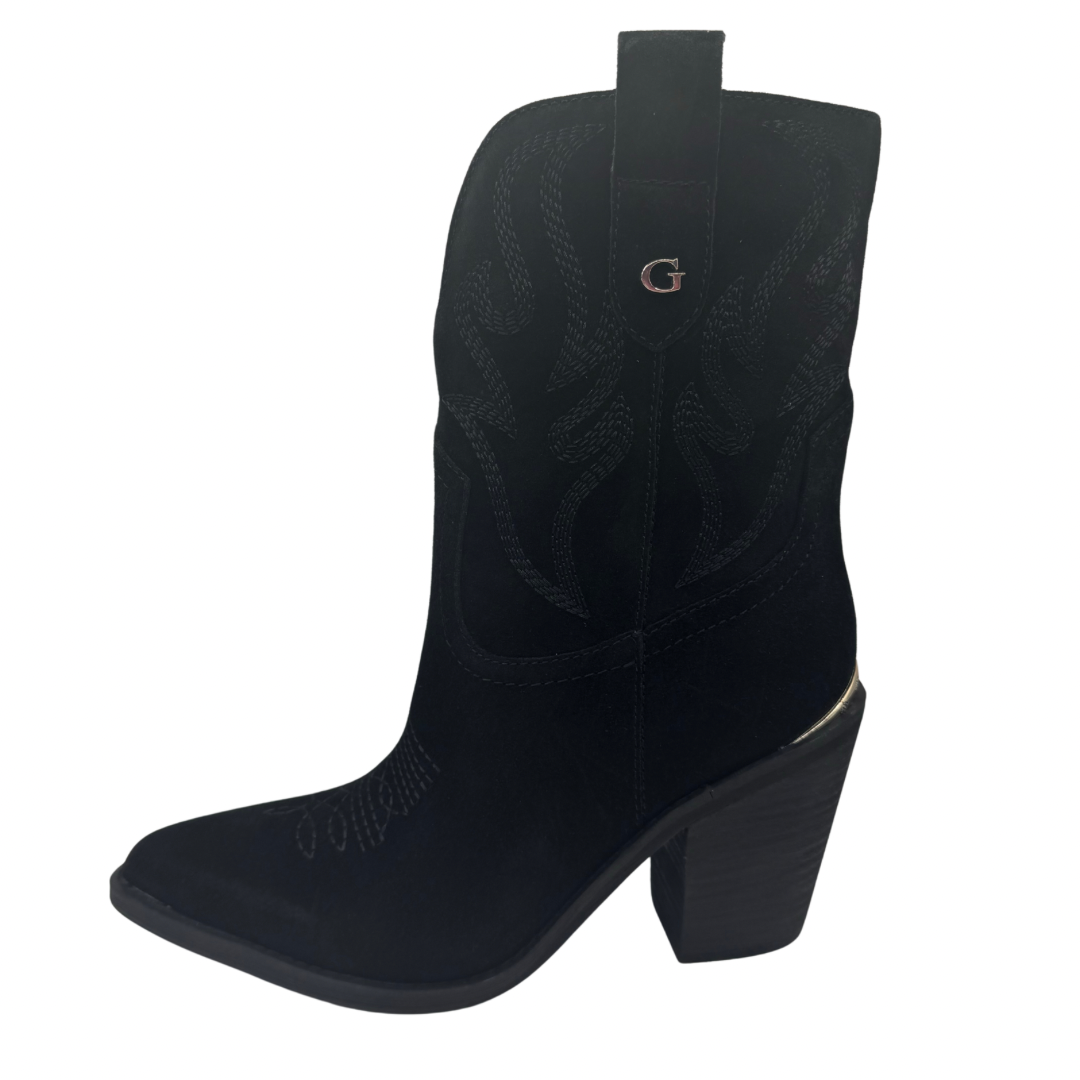 Guess Black Block Heel Cowboy Boots
