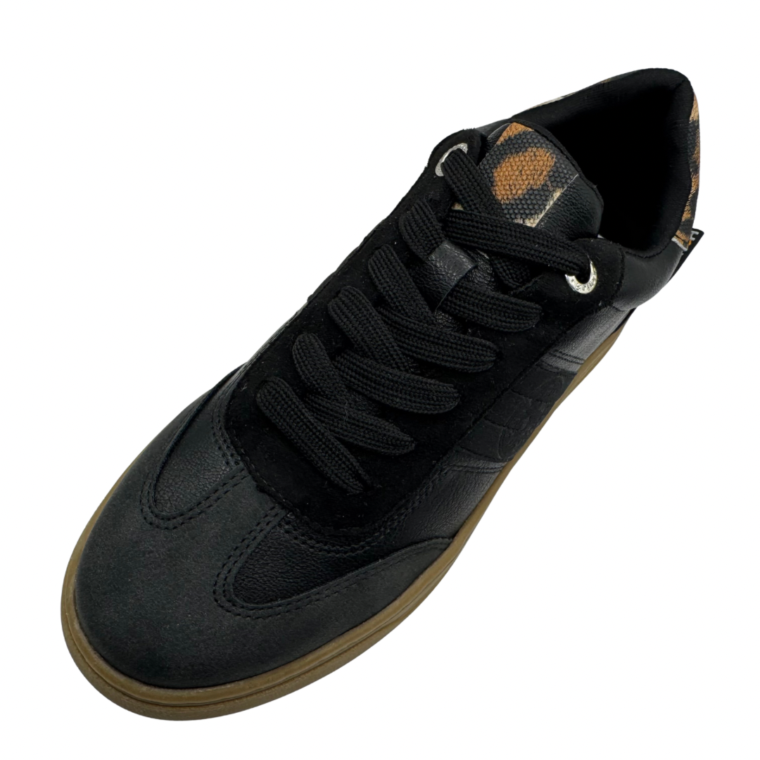Refresh Black Trainers with Snake Print Detail