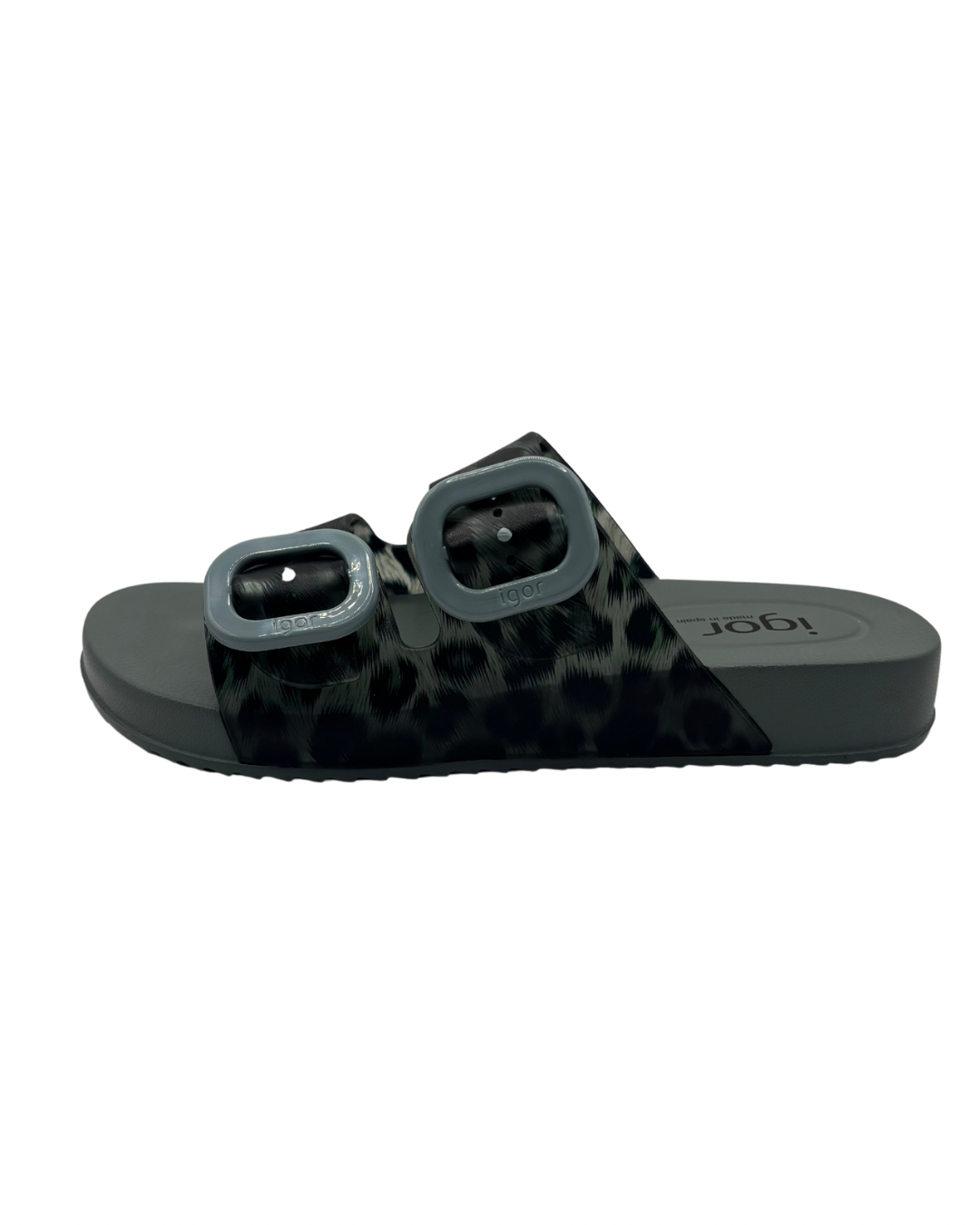 Igor Green and Black Animal Print Slip on Sandals with Buckle