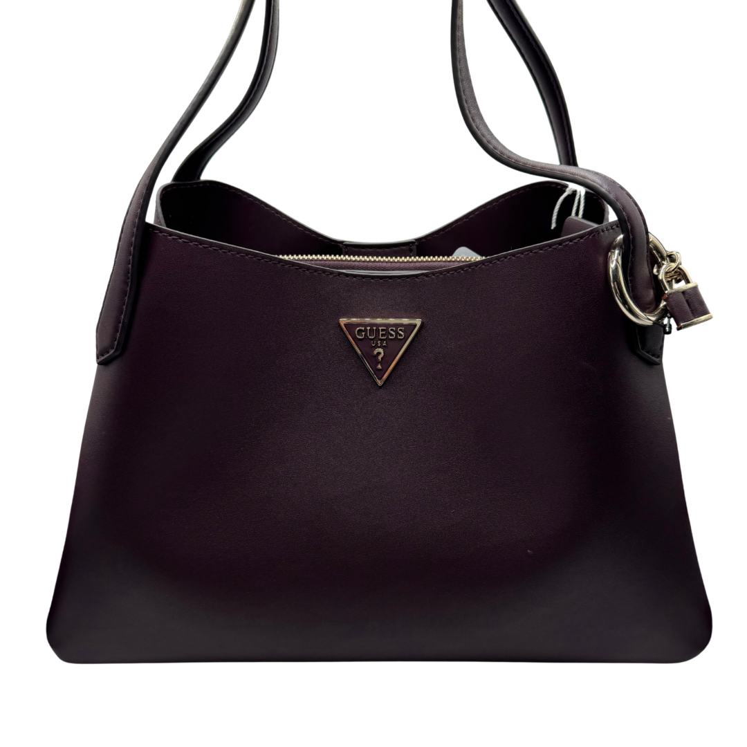 Guess Aubergine Handbag with Middle Zip Pocket