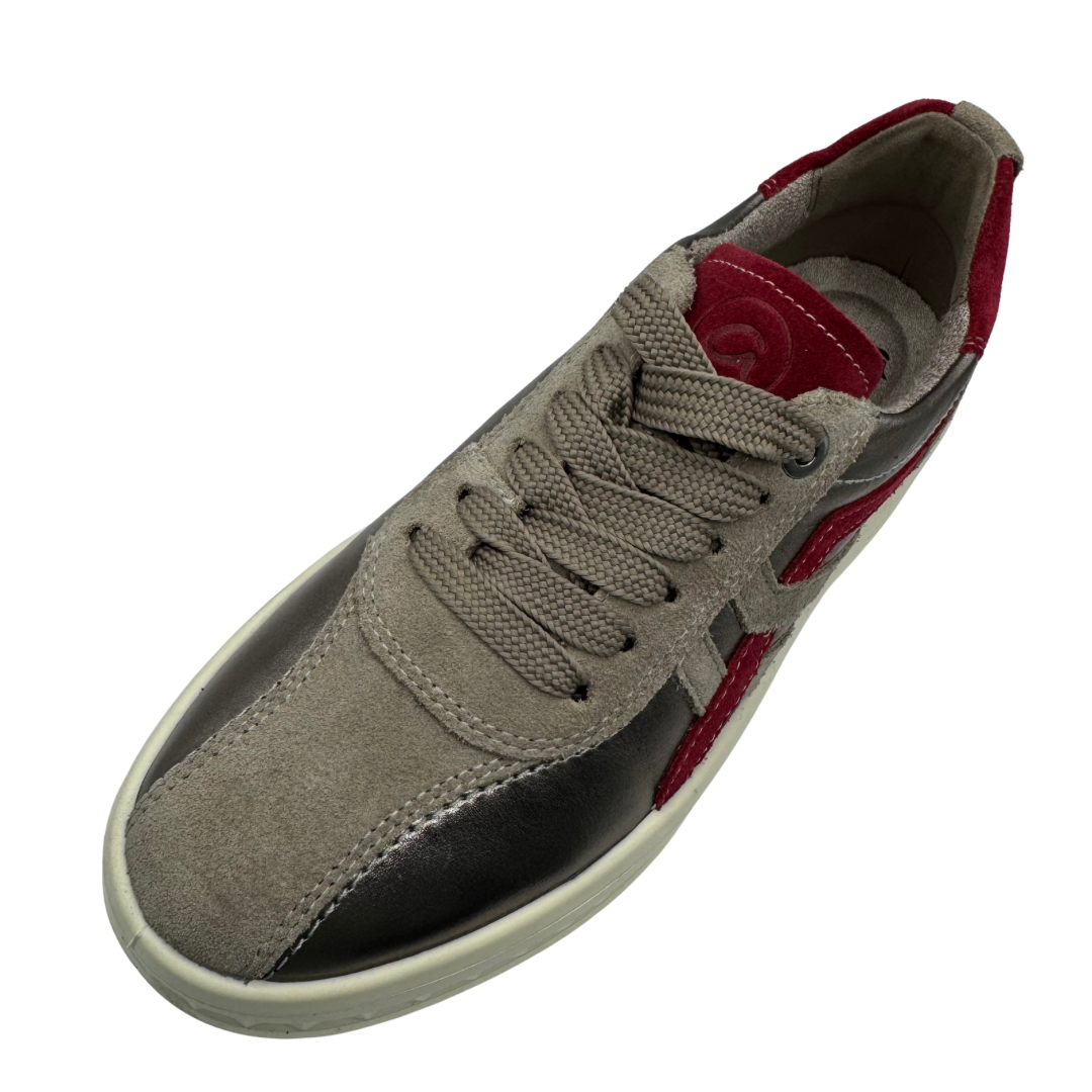 Ara Taupe &amp; Red Platform Trainers
